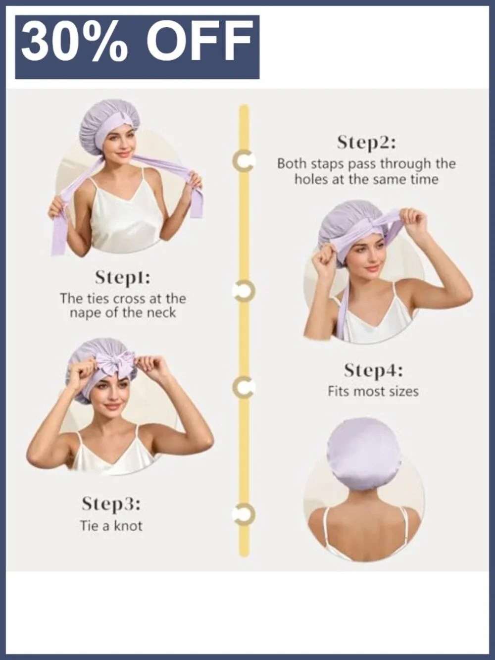 100% Mulberry Silk Sleeping Bonnet Double Layer Adjustable Hair Wrap OEKO-TEX